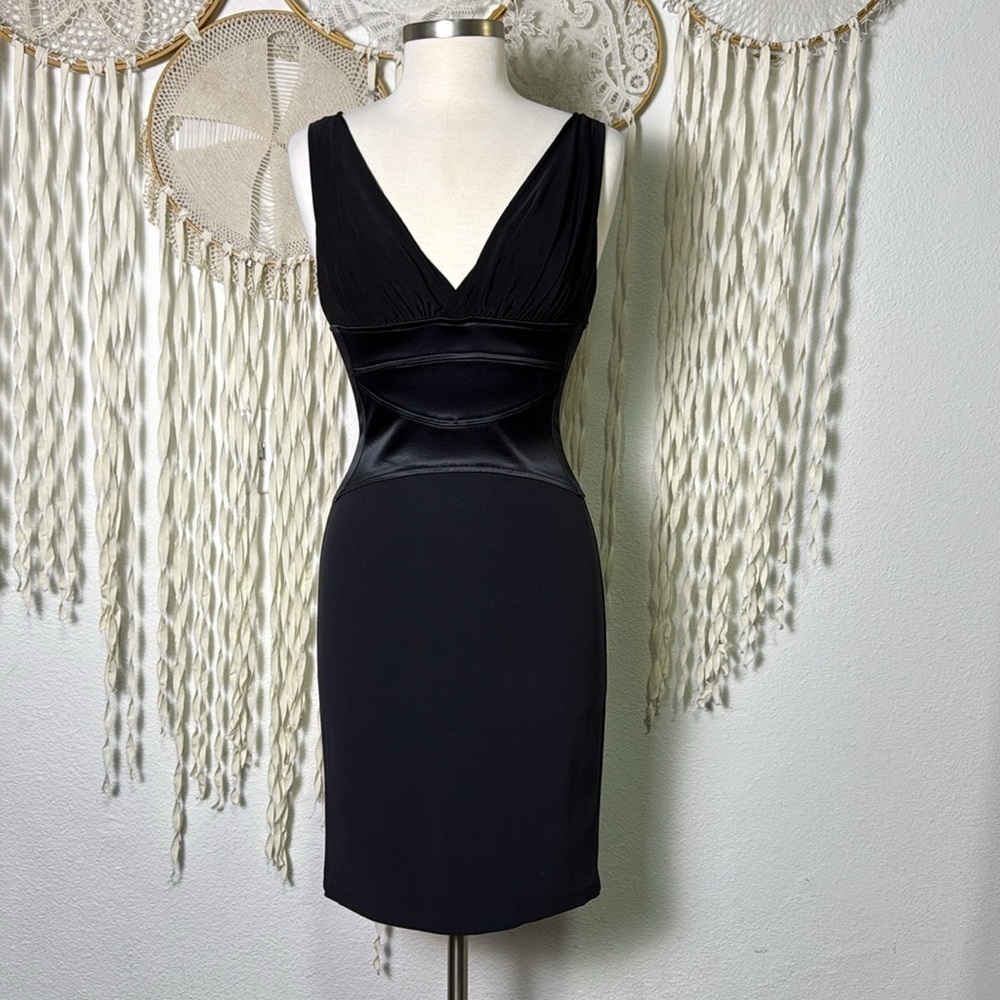 Maria Bianca Nero Black Form Fitting Cocktail Dress Size P(S)